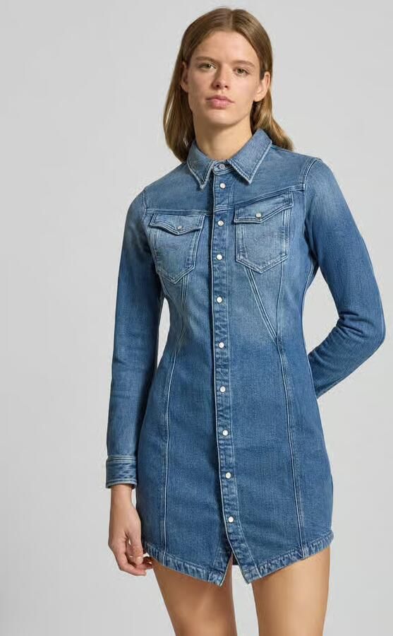 G-Star RAW Pitched Hem Overhemdjurk Midden blauw Dames - Foto 3