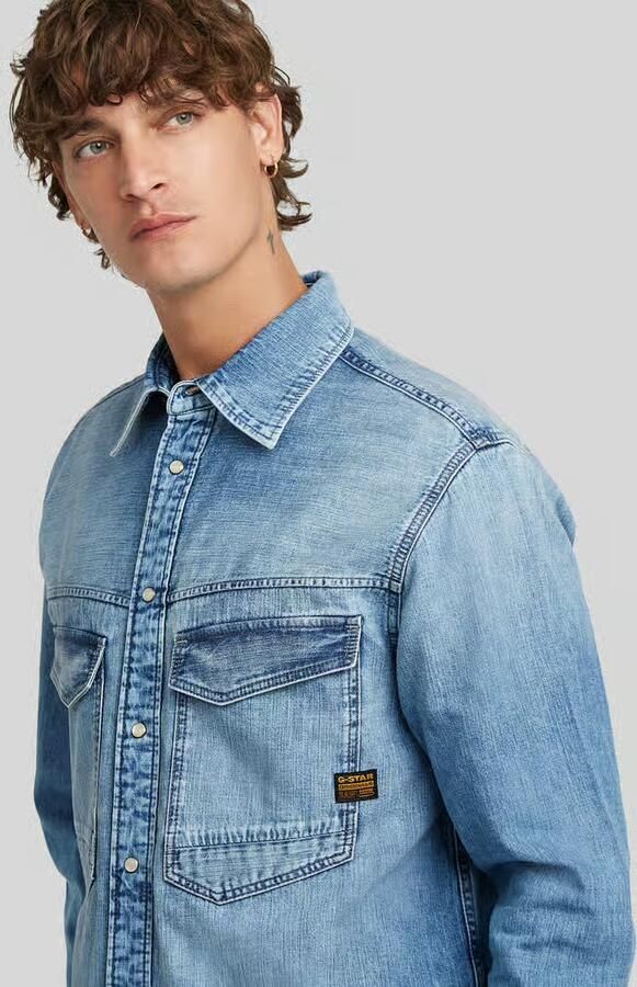 G-Star Raw relaxed fit jeanshemd van puur katoen met drukknopen - Foto 2