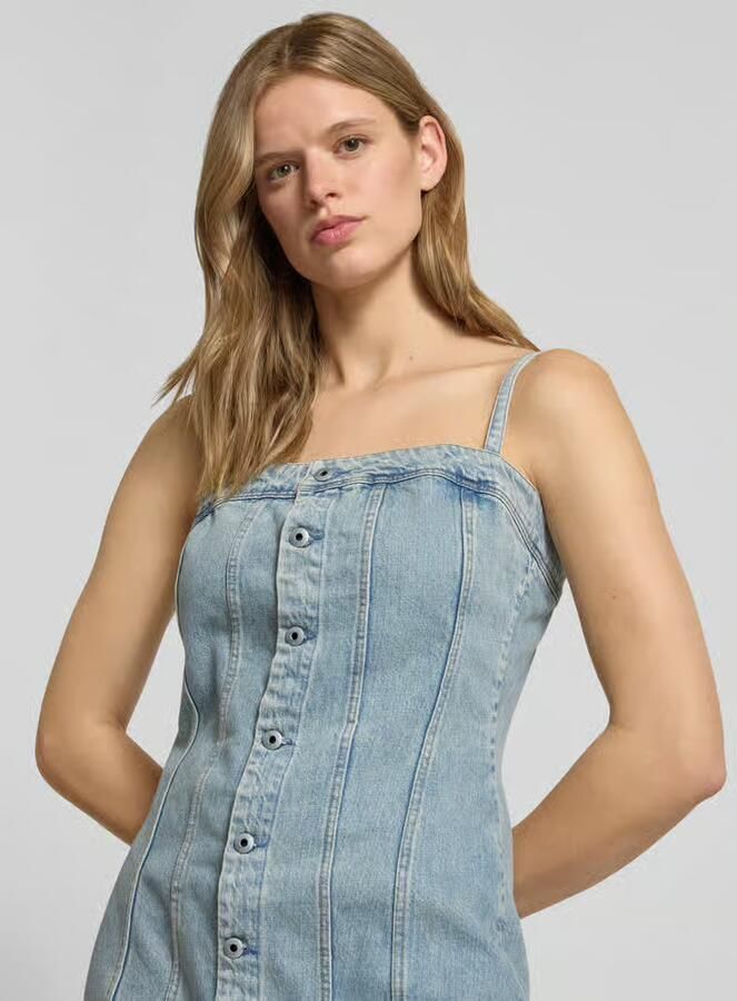 G-Star RAW Kick Bustier Jurk Lichtblauw Dames