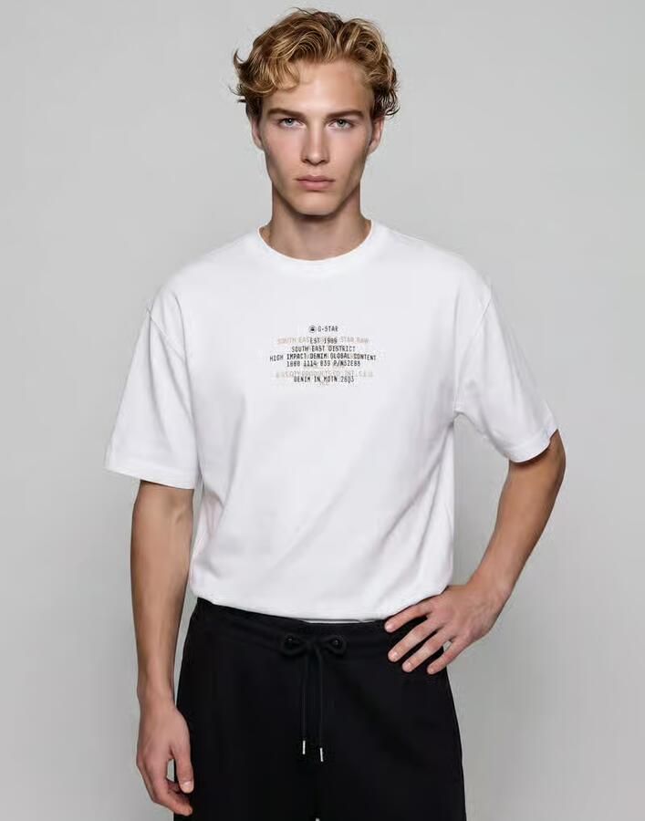 G-Star RAW Multi Text Relaxed T-Shirt Wit Heren - Foto 3