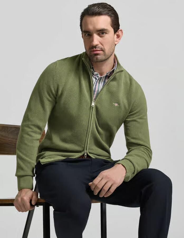Gant Cardigan met tweewegritssluiting en labelstitching - Foto 2