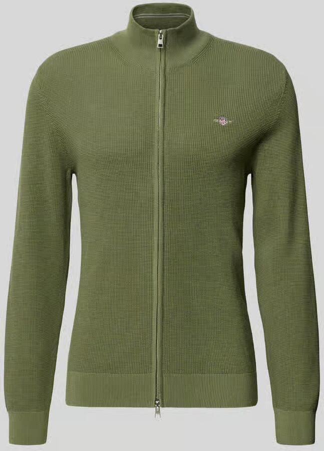 Gant Cardigan met tweewegritssluiting en labelstitching
