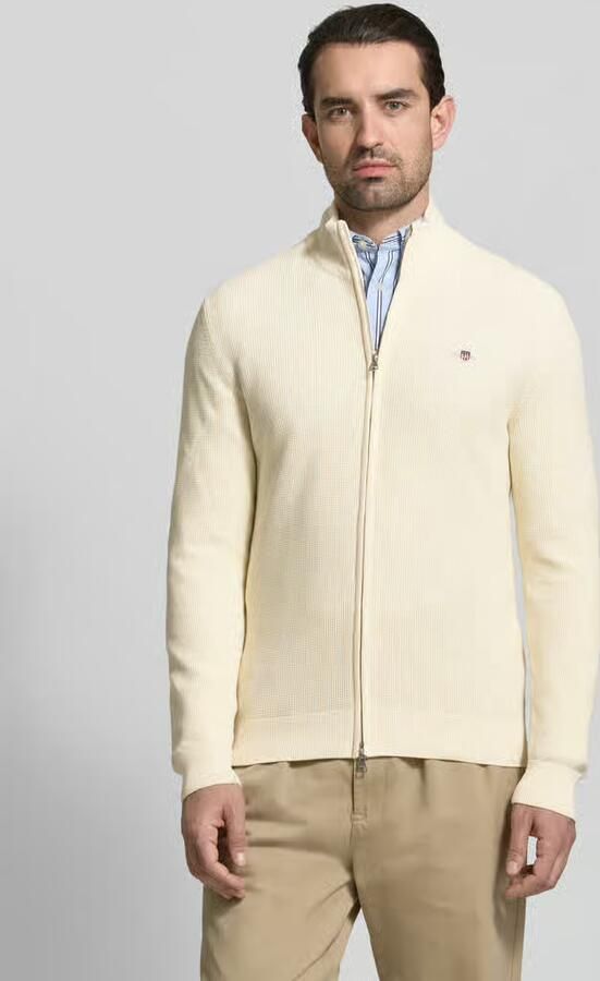 Gant Cardigan met tweewegritssluiting en labelstitching - Foto 4