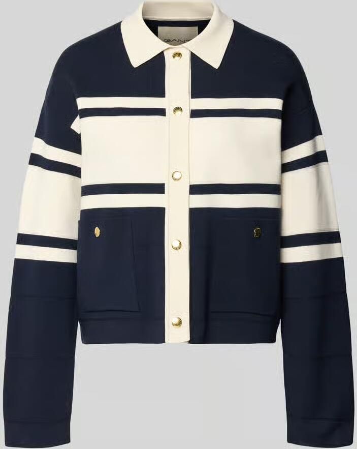 Gant Donkerblauwe polo met lange mouwen en 2 knopen Blue - Foto 3