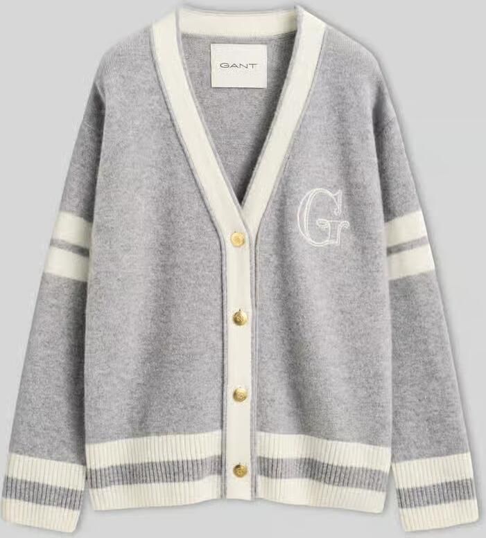 Gant Cardigan van wol met gestikt logo