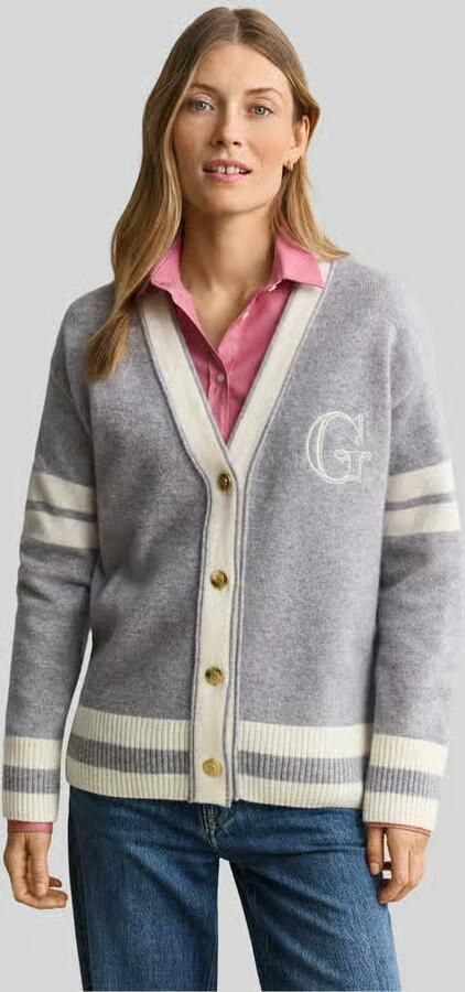 Gant Cardigan van wol met gestikt logo - Foto 3