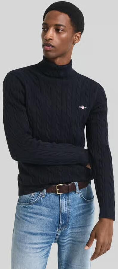 Gant Stijlvolle Cotton Cable Turtle Neck Blue Heren - Foto 2