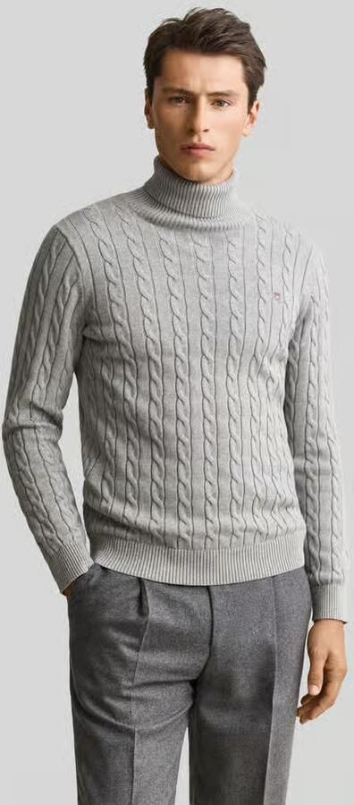 Gant Gebreide pullover met ribboorden - Foto 3