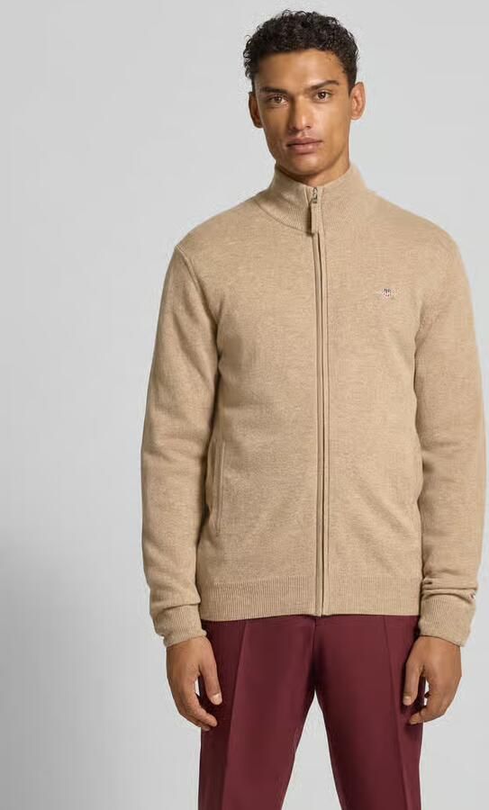 Gant Bruine lamswollen vest met rits Brown Heren - Foto 3