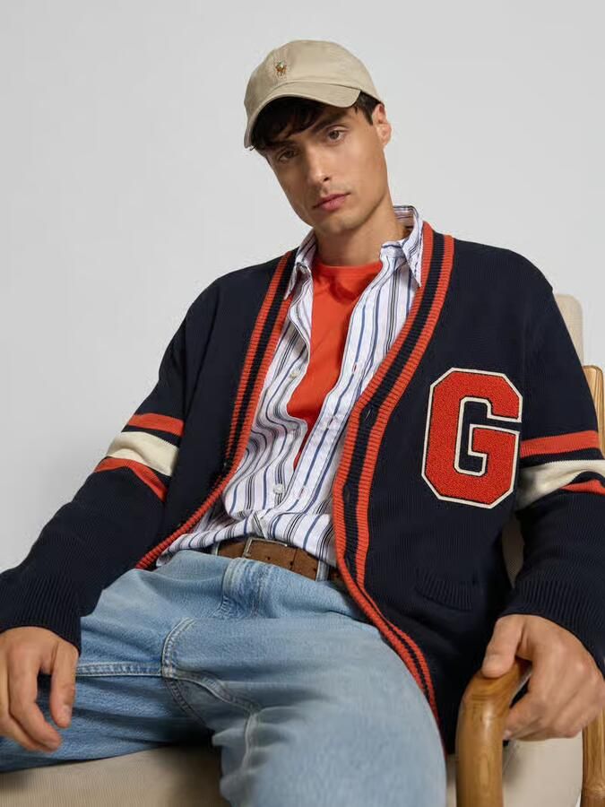 Gant Gebreid jack met V-hals en steekzakken - Foto 2