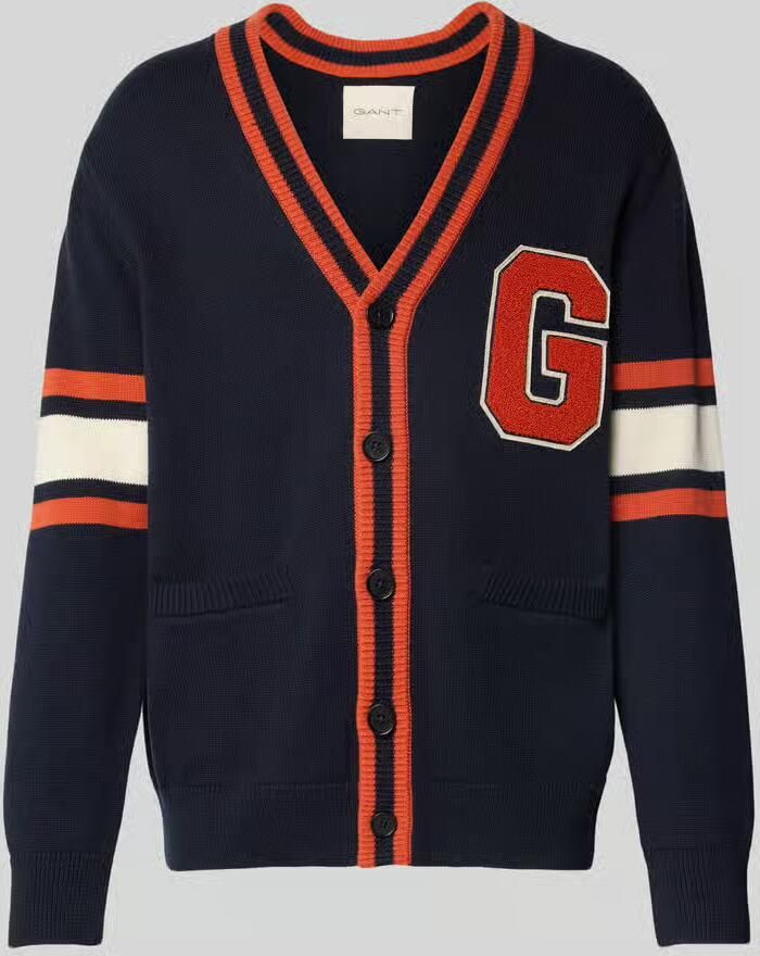 Gant Gebreid jack met V-hals en steekzakken