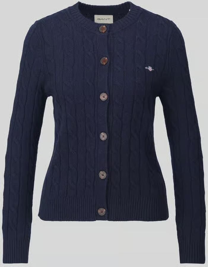 Gant Gebreid jack met kabelpatroon en labelstitching