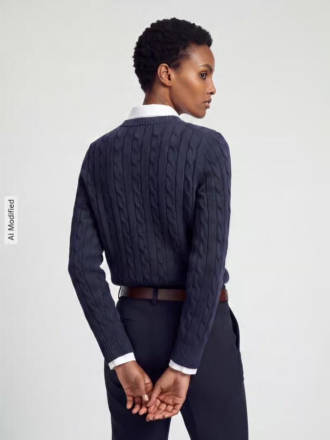 Gant Gebreid jack met kabelpatroon en labelstitching - Foto 3