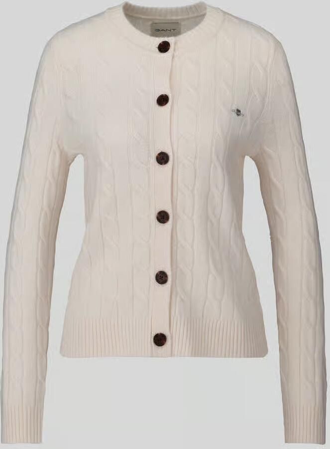 Gant Gebreid jack met kabelpatroon en labelstitching