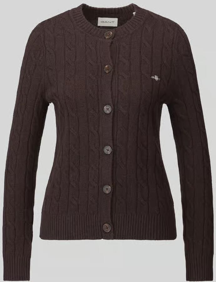 Gant Gebreid jack van wol met logodetail