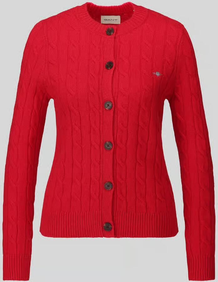 Gant Gebreid jack van wol met logodetail