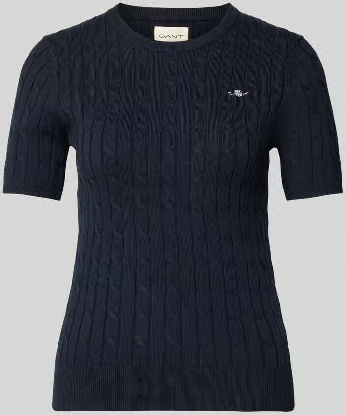 Gant Gebreid shirt met Kabelpatroon en Labelstitching