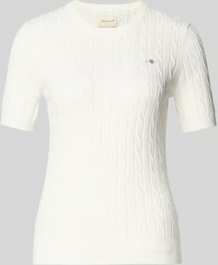 Gant Gebreid shirt met Kabelpatroon en Labelstitching