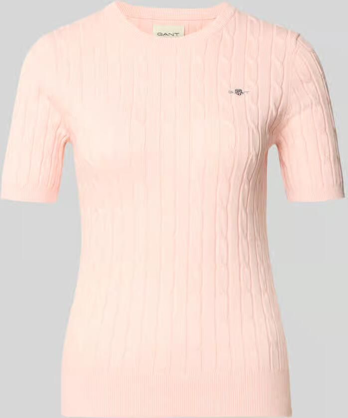 Gant Gebreid shirt met Kabelpatroon en Labelstitching