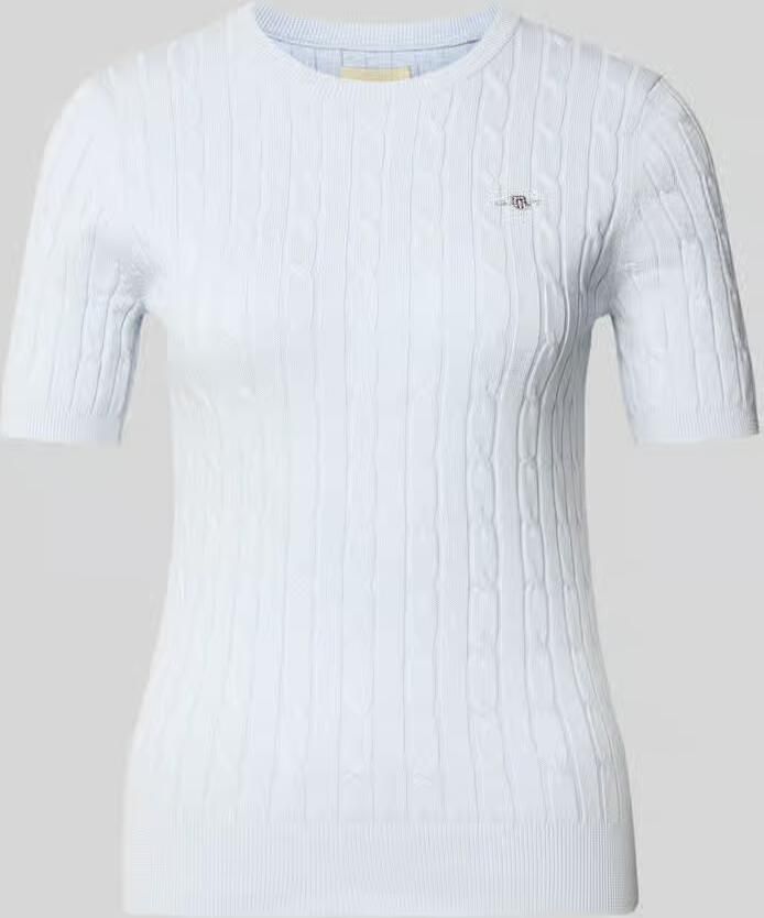 Gant Gebreid shirt met Kabelpatroon en Labelstitching