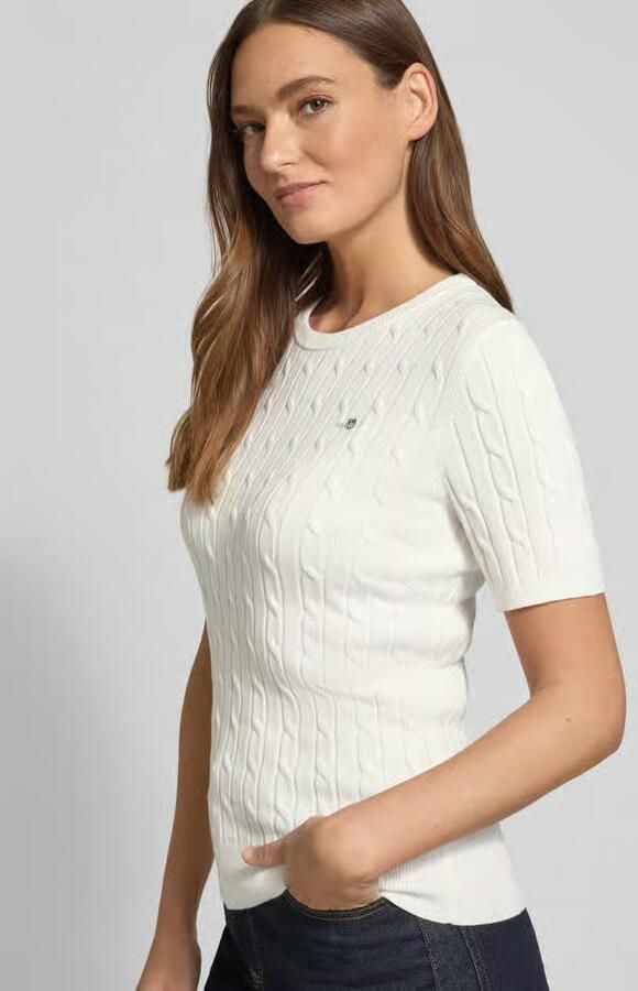 Gant Gebreid shirt met Kabelpatroon en Labelstitching - Foto 2