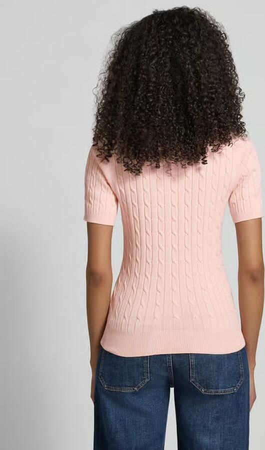 Gant Gebreid shirt met Kabelpatroon en Labelstitching