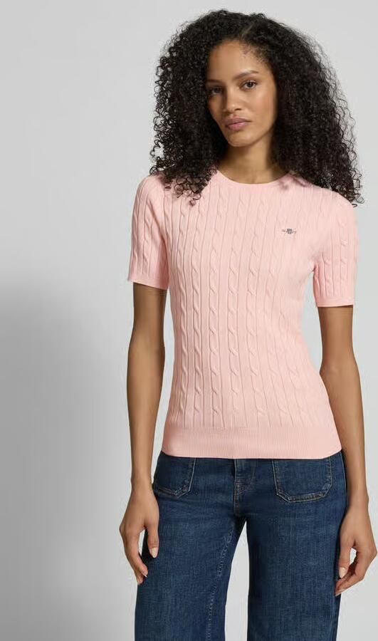 Gant Gebreid shirt met Kabelpatroon en Labelstitching - Foto 4