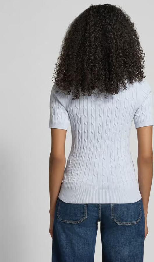 Gant Gebreid shirt met Kabelpatroon en Labelstitching