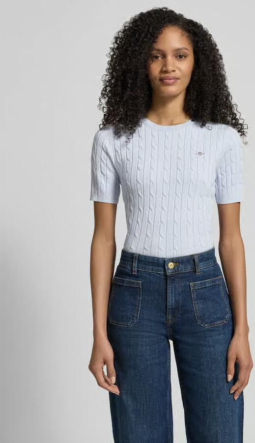 Gant Gebreid shirt met Kabelpatroon en Labelstitching - Foto 3