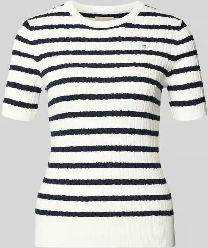 Gant Gebreid shirt met Ronde hals en Labelstitching