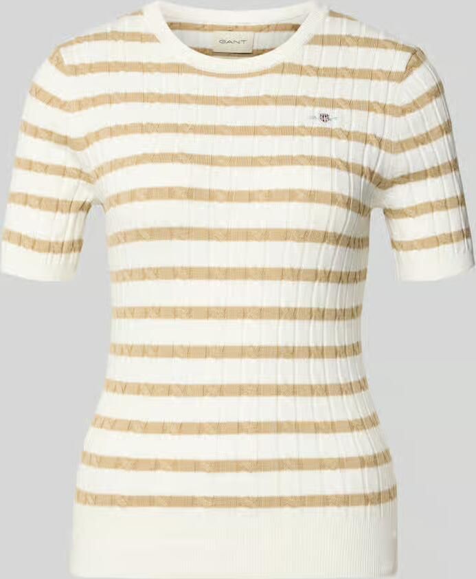 Gant Gebreid shirt met Ronde hals en Labelstitching