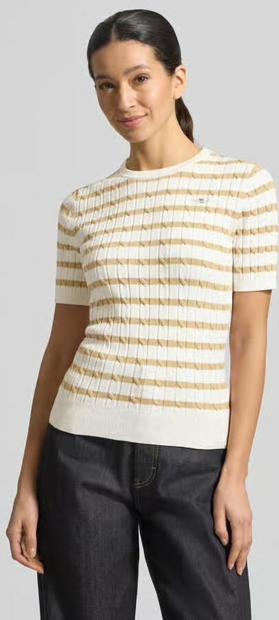 Gant Gebreid shirt met Ronde hals en Labelstitching - Foto 4