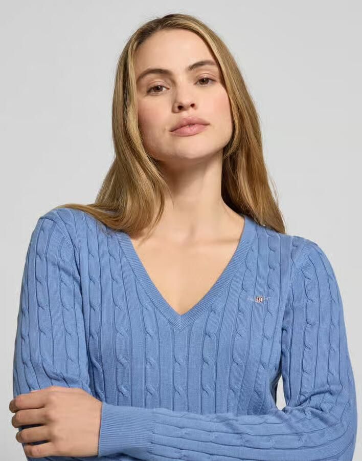 Gant Gebreide pullover met kabelpatroon en labelstitching - Foto 2