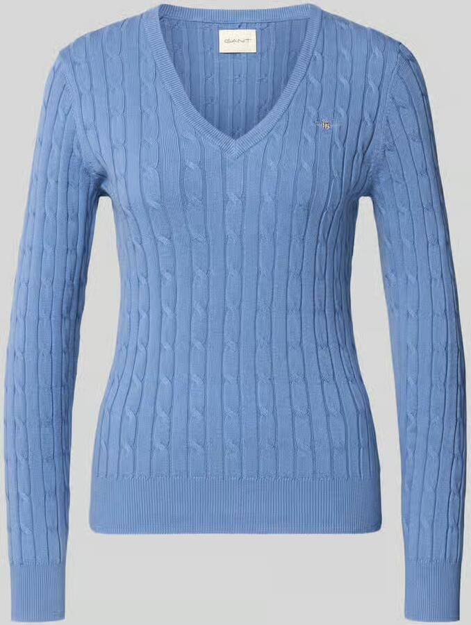 Gant Gebreide pullover met kabelpatroon en labelstitching
