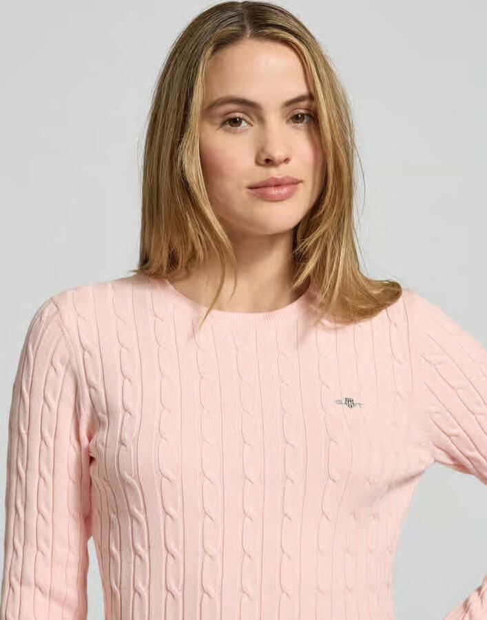 Gant Gebreide pullover met kabelpatroon en labelstitching - Foto 4