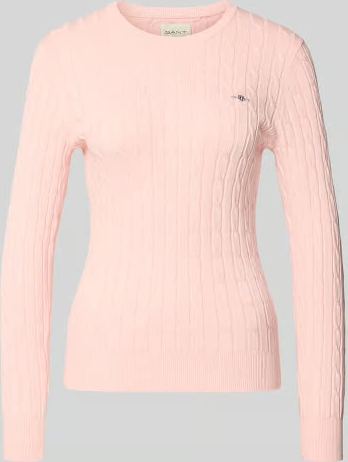 Gant Gebreide pullover met kabelpatroon en labelstitching