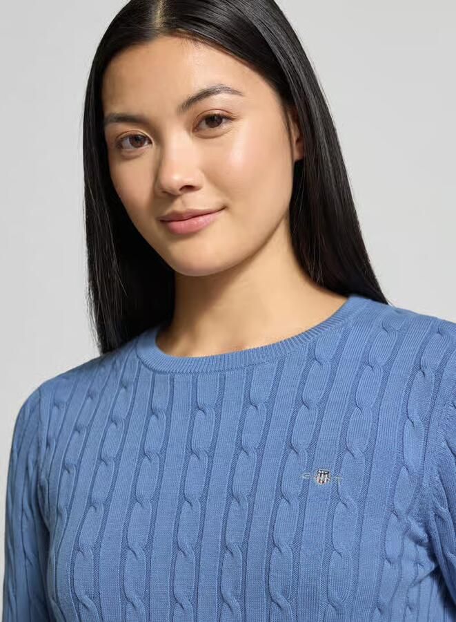 Gant Gebreide pullover met kabelpatroon en labelstitching - Foto 3