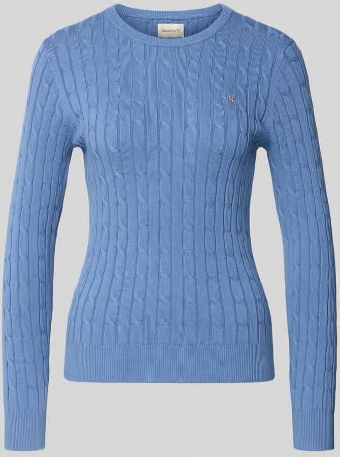 Gant Gebreide pullover met kabelpatroon en labelstitching - Foto 2