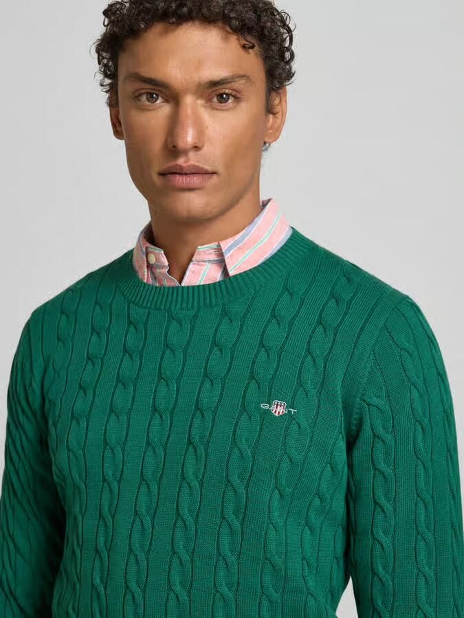 Gant Gebreide pullover met kabelpatroon en labelstitching - Foto 2