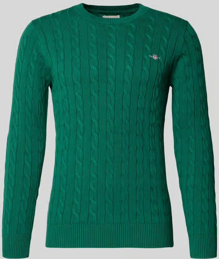 Gant Gebreide pullover met kabelpatroon en labelstitching