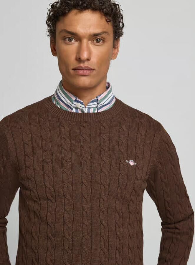 Gant Gebreide pullover met kabelpatroon en labelstitching - Foto 2
