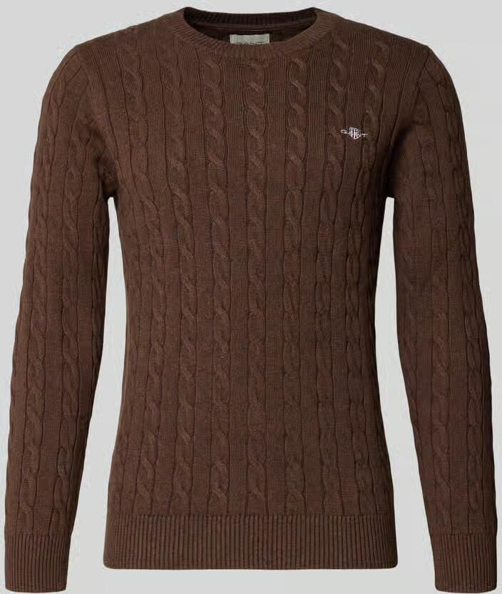 Gant Gebreide pullover met kabelpatroon en labelstitching