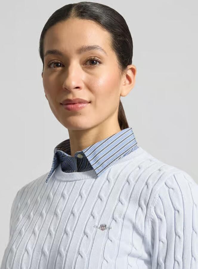 Gant Gebreide pullover met kabelpatroon en labelstitching - Foto 2
