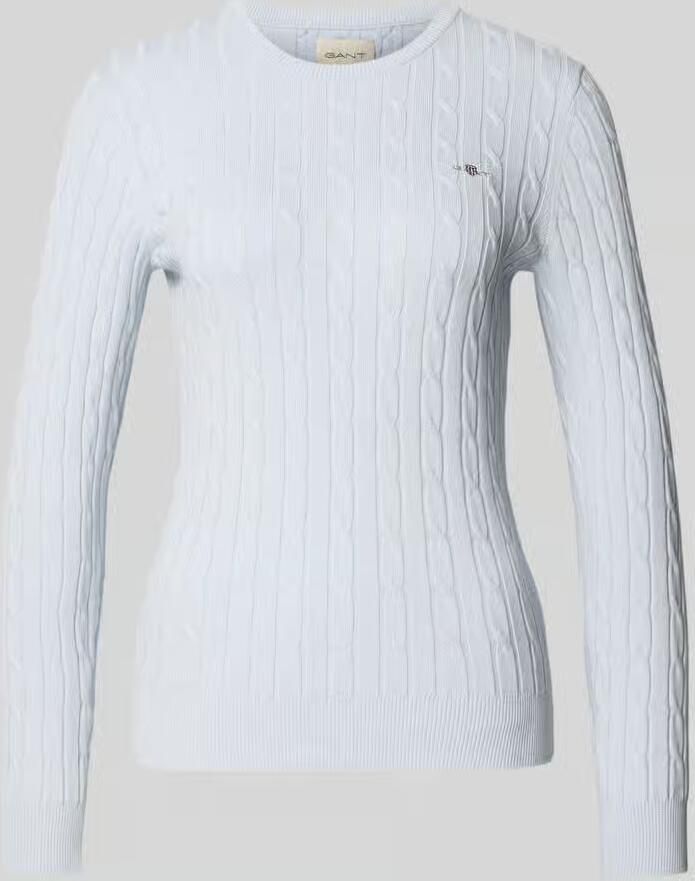 Gant Gebreide pullover met kabelpatroon en labelstitching