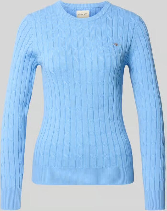 Gant Gebreide pullover met kabelpatroon en labelstitching