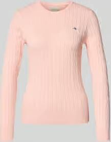 Gant Gebreide pullover met kabelpatroon en labelstitching