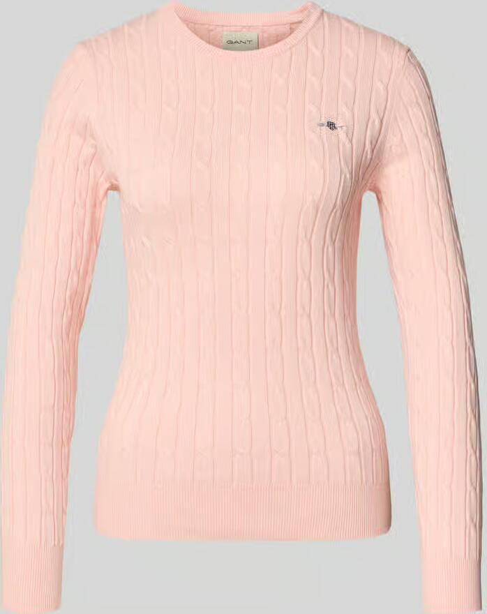 Gant Gebreide pullover met kabelpatroon en labelstitching