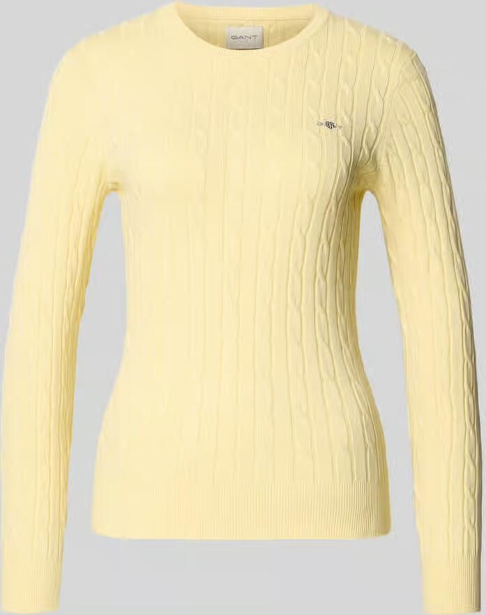 Gant Trui met ronde hals STRIPED COTTON CABLE C-NECK valt op door een doorlopend streepdesign in vlechtbreistructuur - Foto 2