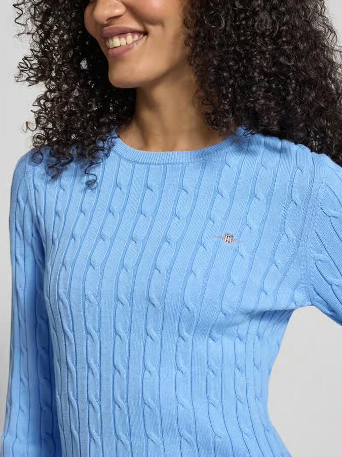 Gant Gebreide pullover met kabelpatroon en labelstitching - Foto 2
