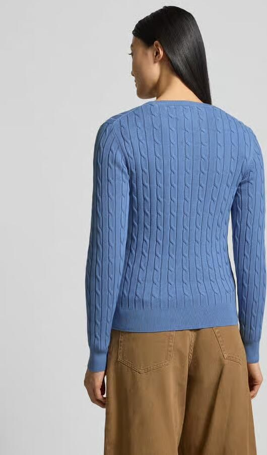 Gant Gebreide pullover met kabelpatroon en labelstitching - Foto 4